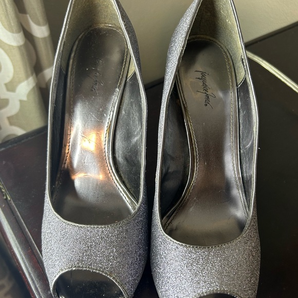 Metallic silver  open toe high heels 9 - Picture 3 of 7